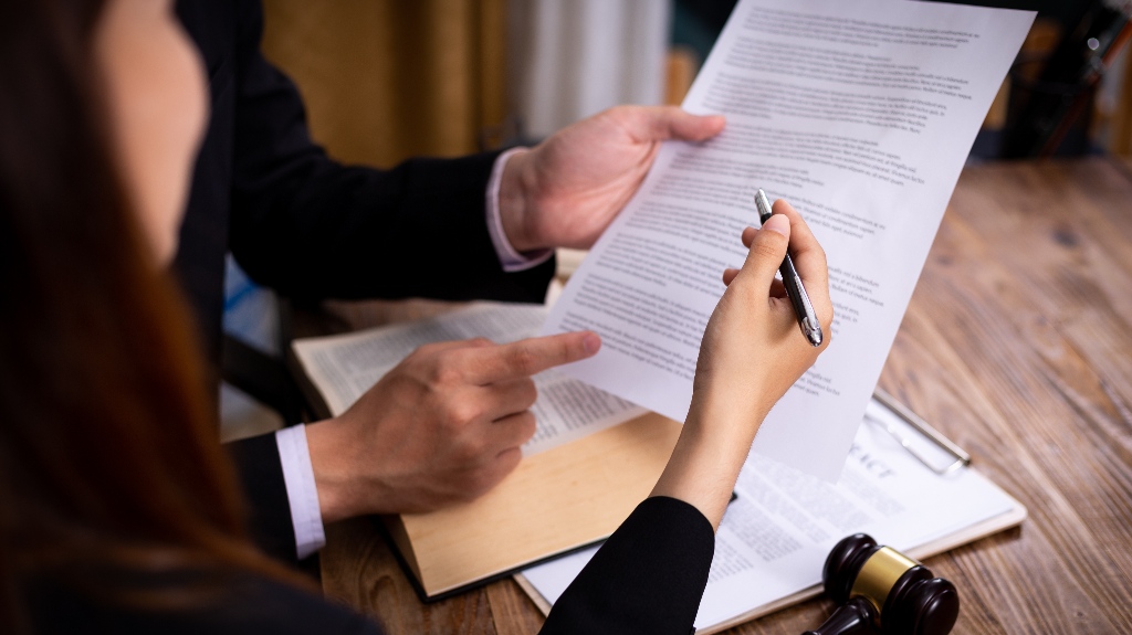 lawyer and client is working with documents