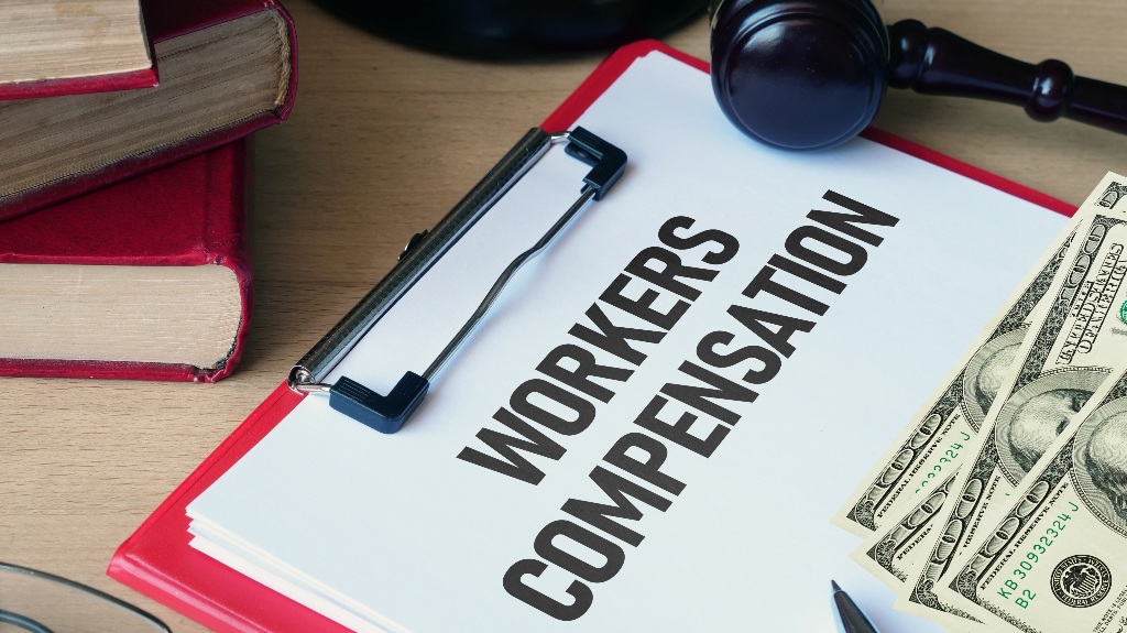 Workers compensation, money and judge's gavel